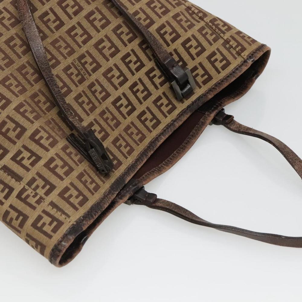 FENDI Zucchino Canvas Hand Bag Beige Auth 127082 - Picture 6 of 16